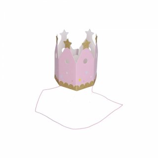 Princeznovská KORUNKA, papírová, růžová, velikost 9.6cm - set 4ks (zn. WIKY)