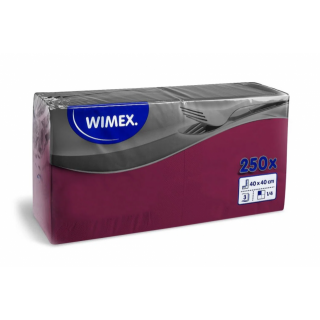 Ubrousky VÍNOVÉ, bordó barva, 3vrstvé, rozměr 40x40cm - GASTRO set 250ks (zn. WIMEX)