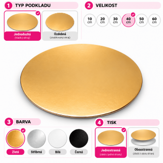 Podložka kruhová ozdobná, pevná - jednostranná, zlatá barva, průměr 40cm