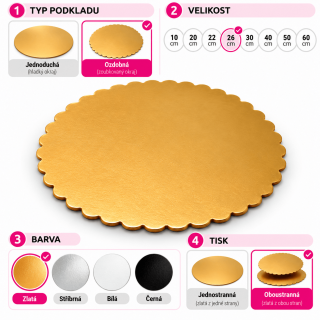Podložka kruhová ozdobná, pevná - oboustranná, zlatá barva, průměr 26cm