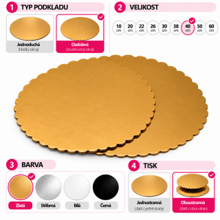 Podložka kruhová ozdobná, pevná - oboustranná, zlatá barva, průměr 40cm