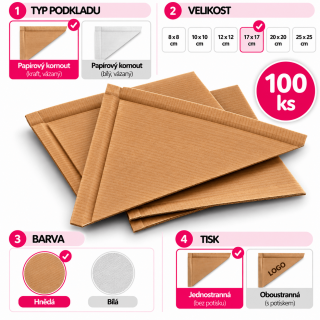 Papírové kornouty - kraftový, vázaný (PAP) (FSC Mix), rozměr 17x17 cm - set 100ks (zn. WIMEX)