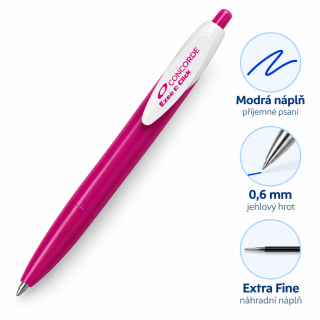 Kuličkové pero / propiska CONCORDE Ezee Click - růžová