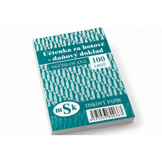 Účtenka za hotové nečíslovaná /paragon - daňový doklad - nepropisovací 100 listů -11A