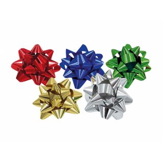 Dárková rozetka, samolepící, metalická, šířka 2mm/8cm, mix 5 barev (zn. MFP)