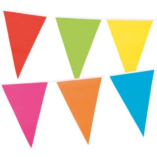 Girlanda barevný MIX - praporky / trojúhelníky - plastová - délka 10m (zn. BOLAND)