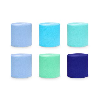 Sada krepových stuh – modro-zelené barvy, 5cm/10m - set 6ks (zn. PartyDeco)
