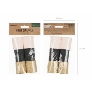 Sada krepových stuh – zlato-černé barvy, 5cm/10m - set 6ks (zn. PartyDeco)