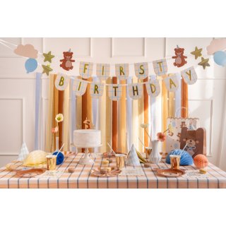 Sada krepových stuh – modro-hnědo-zlaté barvy, 5cm/10m - set 6ks (zn. PartyDeco)