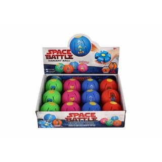 Flat Ball - Hoď disk, chyť míč! plast 8 cm, 4 barvy, 12ks v boxu (zn. Teddies)
