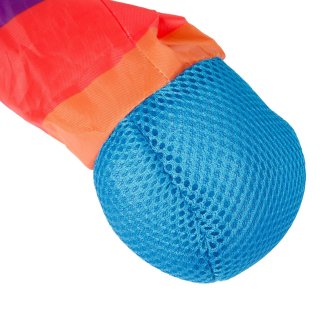 Míček měkký s dlouhým ocáskem, látka 100 cm, duhový na kartě (zn. Toi-Toys)
