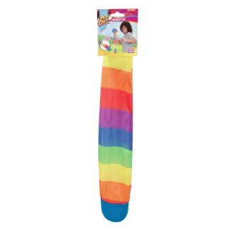 Míček měkký s dlouhým ocáskem, látka 100 cm, duhový na kartě (zn. Toi-Toys)