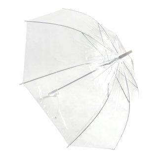 Deštník průhledný čirý, plast/kov, délka 82cm