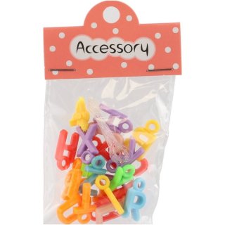 KORÁLKY plastové se šňůrkou, 2 druhy - písmena a srdce (zn. Teddies)