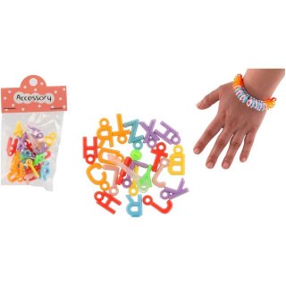 KORÁLKY plastové se šňůrkou, 2 druhy - písmena a srdce (zn. Teddies)