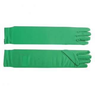 Rukavičky dlouhé - tmavě zelená barva, polyesterové, délka 42cm (zn. Fiestas Guirca)