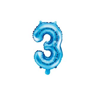 Fóliový balón 35 cm, modrý, číslo 3