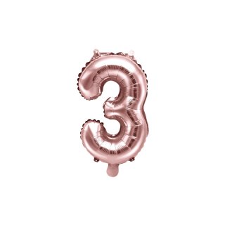 Fóliový balón 35 cm, zlato růžový, číslo 3