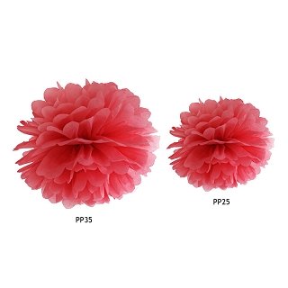 Závěsný pompom, červená, 25 cm (zn. PartyDeco)