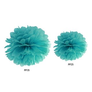 Pompom, tyrkysová, 35 cm (zn. PartyDeco)