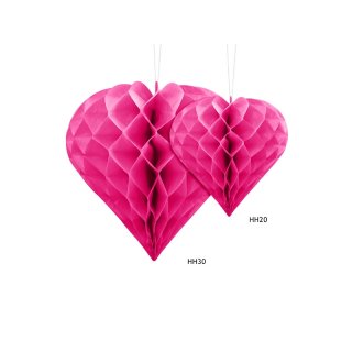 Papírová dekorace, tmavě růžová, srdce, 30 cm (zn. PartyDeco)