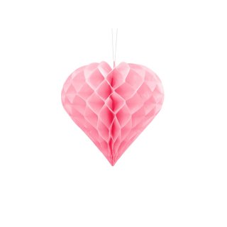 Papírová dekorace, světle růžová, srdce, 20 cm