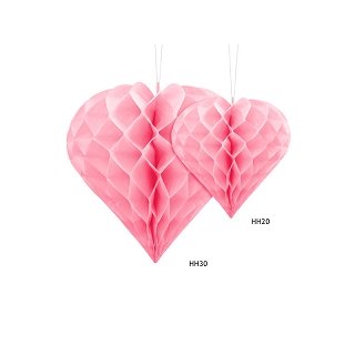 Papírová dekorace, světle růžová, srdce, 30 cm (zn. PartyDeco)