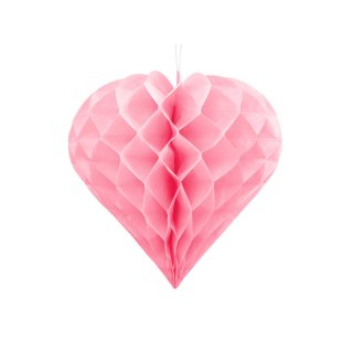 Papírová dekorace, světle růžová, srdce, 30 cm (zn. PartyDeco)