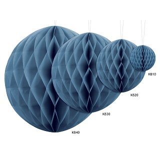 Papírová dekorace, modrá, koule, 30 cm (zn. PartyDeco)