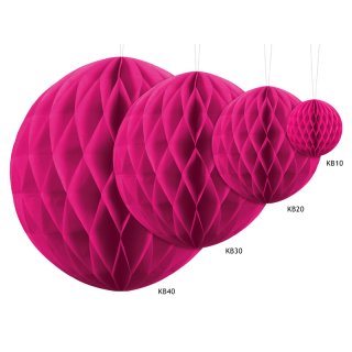 Papírová dekorace, tmavě růžová, koule, 10 cm (zn. PartyDeco)