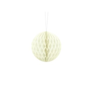 Papírová dekorace, světle krémová, koule, 10 cm (zn. PartyDeco)