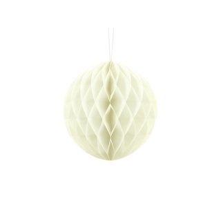 Papírová dekorace, světle krémová, koule, 20 cm (zn. PartyDeco)