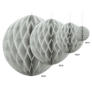 Papírová dekorace, šedá, koule, 30 cm (zn. PartyDeco)