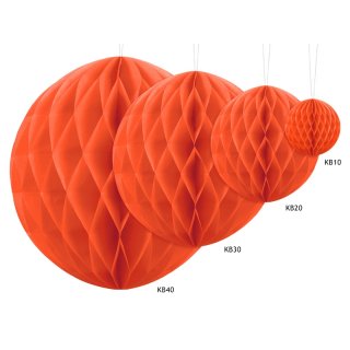 Papírová dekorace, oranžová, koule, 10 cm (zn. PartyDeco)
