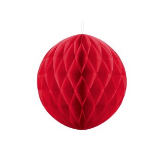 Papírová dekorace, červená, koule, 30 cm