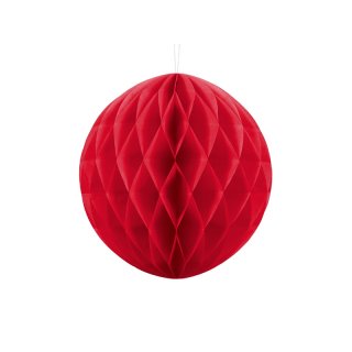 Papírová dekorace, červená, koule, 30 cm (zn. PartyDeco)