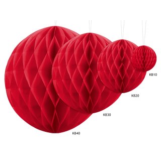 Papírová dekorace, červená, koule, 30 cm (zn. PartyDeco)