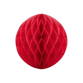 Papírová dekorace, červená, koule, 40 cm (zn. PartyDeco)