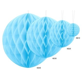 Papírová dekorace, světle modrá, koule, 40 cm (zn. PartyDeco)