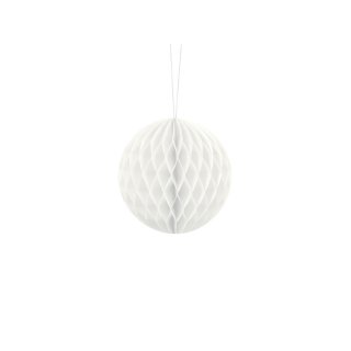 Papírová dekorace, bílá, koule, 10 cm (zn. PartyDeco)