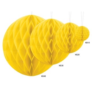 Papírová dekorace, žlutá, koule, 20 cm