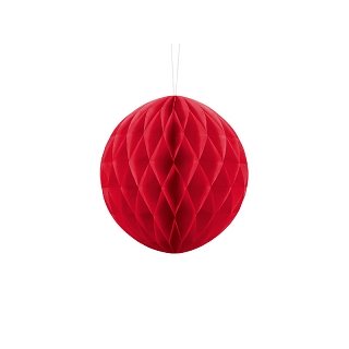 Papírová dekorace, červená, koule, 20 cm (zn. PartyDeco)