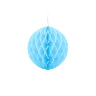 Papírová dekorace, světle modrá, koule, 20 cm (zn. PartyDeco)