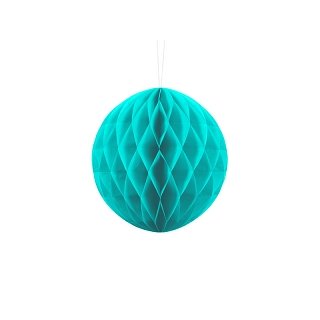 Papírová dekorace, tyrkysová, koule, 20 cm (zn. PartyDeco)