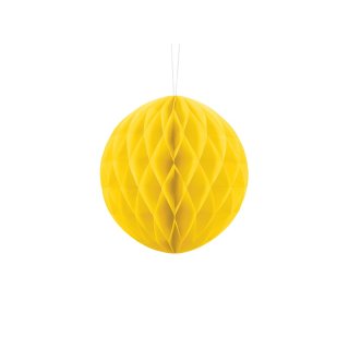 Papírová dekorace, žlutá, koule, 20 cm (zn. PartyDeco)