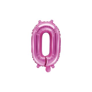 Fóliový balón 35 cm, růžový, číslo 0 (zn. PartyDeco)