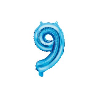 Fóliový balón 35 cm, modrý, číslo 9