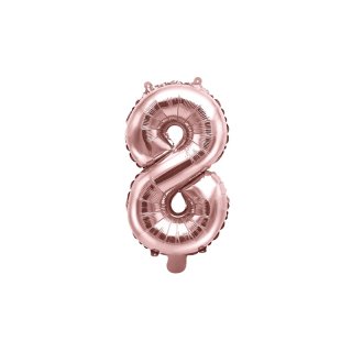Fóliový balón 35 cm, zlato růžový, číslo 8