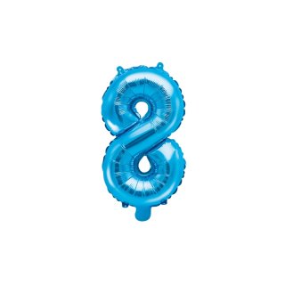 Fóliový balón 35 cm, modrý, číslo 8