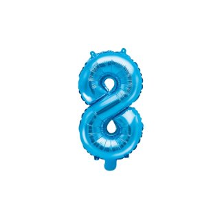 Fóliový balónek, velikost 35 cm, modrý, číslo 8 (zn. PartyDeco)